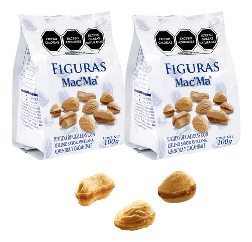 Galleta Figuras 6 Sobre 100c/u Avellana Almendra Cacahuate E