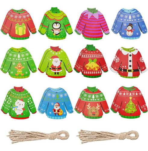 24 Pcs Adornos De Suéter Feo Árbol De Navidad Adornos...