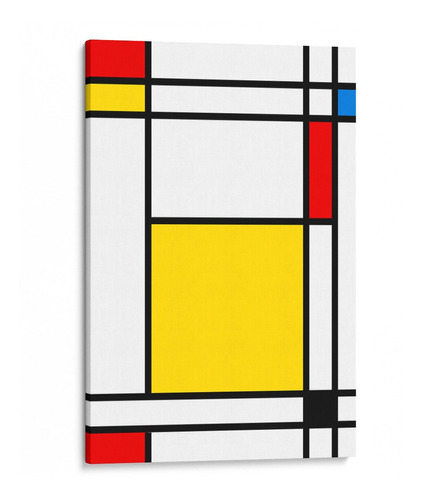Quadro Abstrato Mondrian Grid Tela Canvas 80x120 Cm