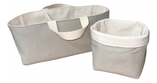 Contenedor Pañalero Con Manijas+cesto Tela. Ideal Regalo Rn Gris Perla