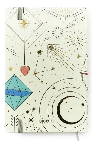 Cuaderno Cicero Estampado A5 - Espaço Tempo Blanco Rayado Color Astral/Espaço Tempo Blanco - Rayado