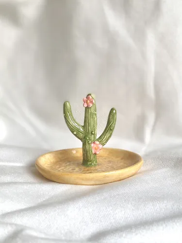 Plato Joyero Cactus Ceramica Alhajero Despojador