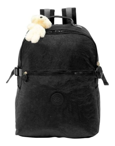 Mochila De Costas Trendy Preto Com Chaveiro 11170 Xeryus Desenho Do Tecido Liso