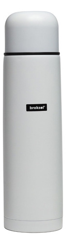 Termo Acero Inoxidable Broksol 1 Litro Tapon Cebador Mate Color Blanco