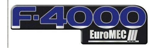 Emblema Adesivo F-4000 Euromec Iii Cromado Resinado Pu Cor Azul Com Prata