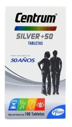 Multivitamínico Centrum Silver +50 con Vitamina B Vitamina C Calcio Potasio y Zinc 100 Tabletas