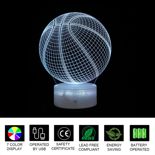 Luz Nocturna De Baloncesto 3d Para Uso Doméstico