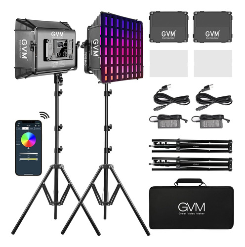 Kits De Iluminación De Fotografía Gvm Rgb Con 2 Softboxes, 8