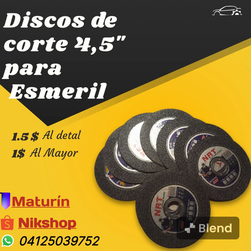 Discos De Corte 4,5  Para Esmeril 