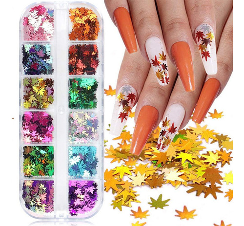 Calcomanías Para Decoración De Uñas De Otoño Con Purpurina D