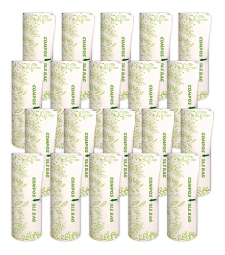 20 Rollos De 20 Bolsa Compostable 56x60 Blanca, 400pz Granel