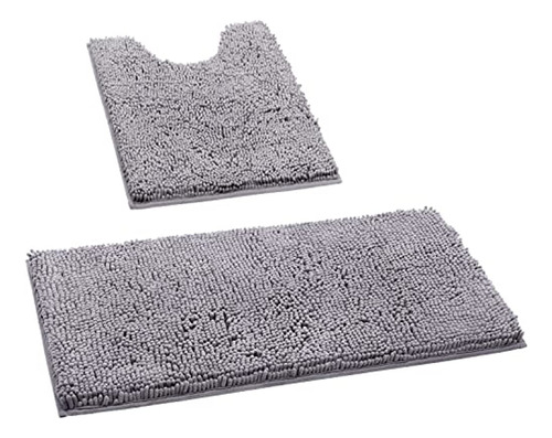 Juego De Alfombras De Baño Homeideas, 2 Piezas, Gris, Ultras