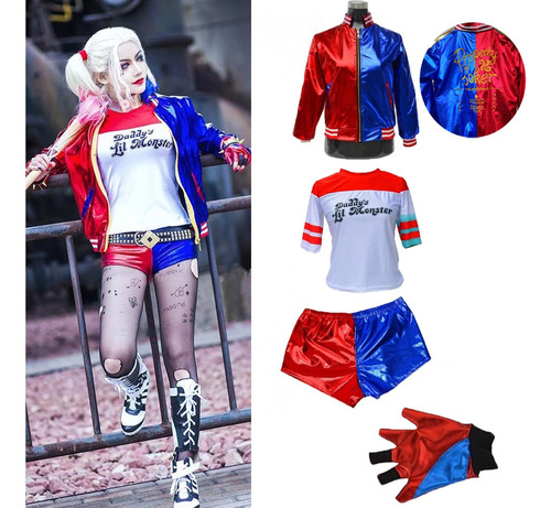 4pcs Disfraz De Halloween Traje De Cosplay Suicida Mujer