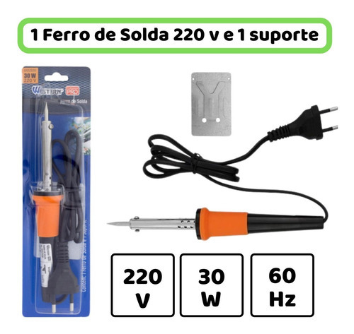 Ferro De Solda Soldador Profissional 30w 127/220v C/ Suporte 220V