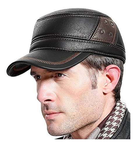 Sumolux Gorra De Cuero Para Hombre Con Orejeras