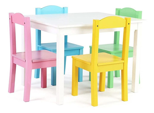 Tot Tutors Tc714 Colección Pastel Kids Wood Table & 4 Chair