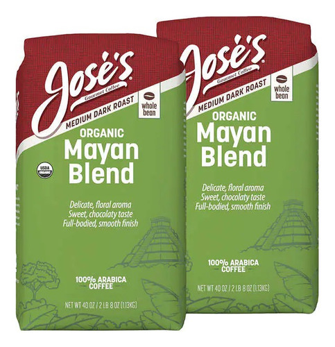 Jose's Café Grano Entero Maya 100% Organic 1.13kg - 2 Bolsas