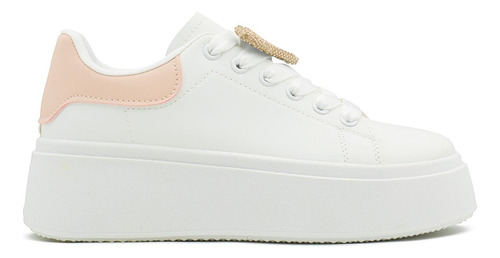 Tenis Plataforma Alta Dama Tendencia Ligeros Blanco Rosa 2-6