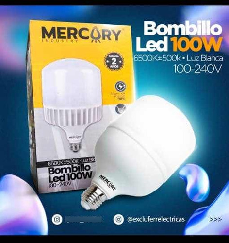 Bombillo Led 100w E27/e40 6500k Luz Fría Industrial. Mercury