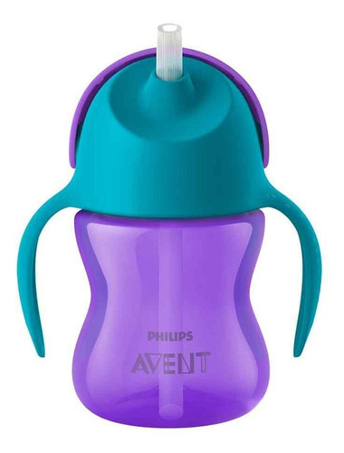 Copo Com Canudo Dinossauro 200ml +9m Roxo Philips Avent*