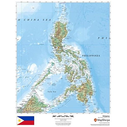 Filipinas Mapa De Pared Laminado De 17  X 22 