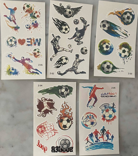 3 Láminas De Tatuajes Temporales -  Fútbol