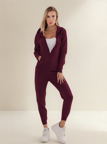 Conjunto De Pants Dama Afelpado Cómodo Stretch Amplio Suave Vino Lisa M