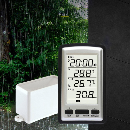 Medidor De Chuva Digital Sem Fio Com Medidor De Temperatura