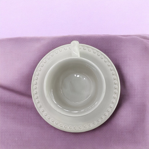 Taza Y Plato P Taza Emboss Mauve Blanca 4 Personas 8 Color Blanco