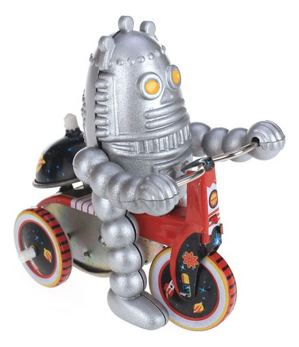 Retro Wind Up Baby Robot En Triciclo Juguete De Hojalata De