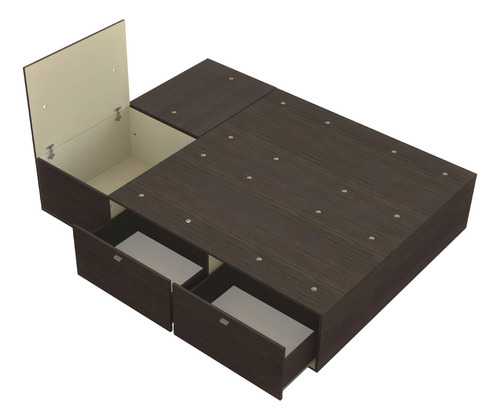 Box Plataforma Cama 2 Plazas 4 Cajones 2 Bauleras Moderna