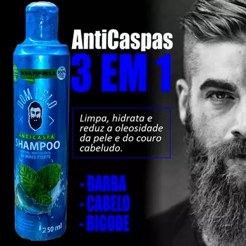 Shampoo Anti Caspas 3x1 Barba Cabelo E Bigode Masculino