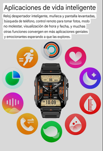 Smartwatch Senbono Militar L81b 1.96 Abs Plástico Bluetooth Blanco Hebilla Blanco Blanco