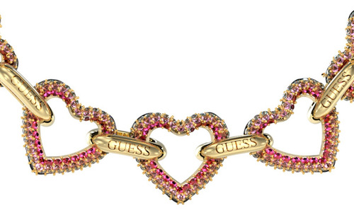Pulsera Beloved Guess Mujer Corazones Color Dorado Diámetro 9 Cm Largo 18 Cm