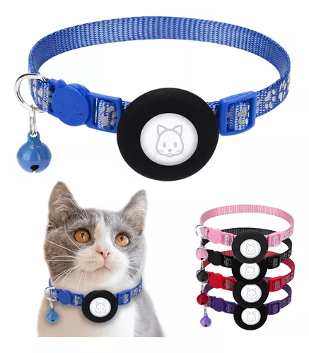  Collar para gatos AirTag – Collar reflectante ajustable para  gato con soporte AirTag y campana, collar para gato GPS (rosa) : Productos  para Animales