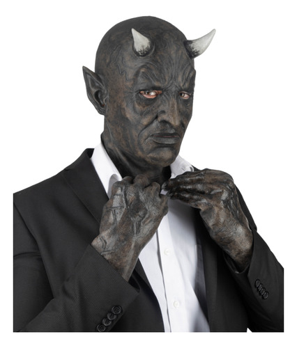 Máscara Mephistopheles Diablo Negro Con Guantes Disfraz