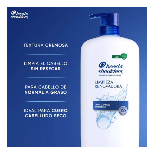 Shampoo Head And Shoulders Limpieza Renovadora Anticaspa 1lt