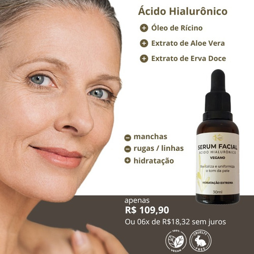 Hidratante E Rejuvenescedor C/ Ácido Hialurônico E Rícino