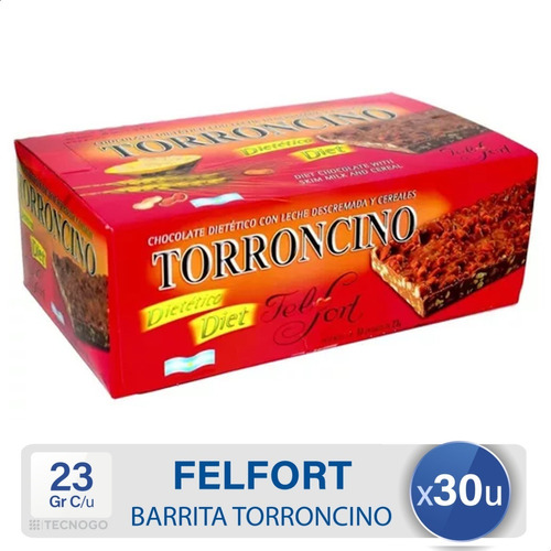 Barrita De Cereal Torroncino Felfort Diet Caja X30 Unidades