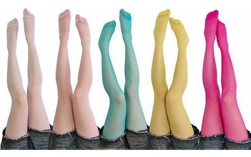 Imagen 8 de 8 de Pantimedias Media De Colores Delgadas Moda Japonesa Opaca