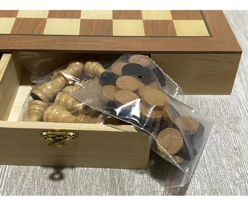 Caixa Tabuleiro de Xadrez de Madeiras Nobres - Wooden Chessboard Box 