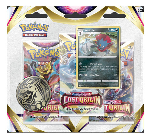 Pokemon Tcg: Blíster Weavile De 3 Paquetes De Origen Perdido