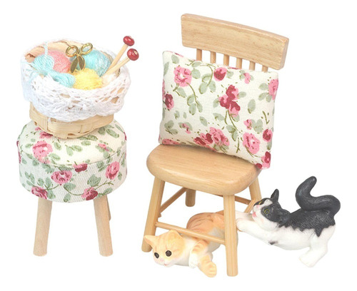 Juego De Sillas En Miniatura Para Casa De Muñecas Estilo A