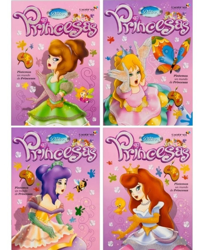 Lote X 4 Libros Infantiles Para Pintar - Dulces Princesas