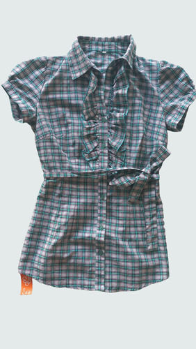 Camisa Entallada - Nueva Con Etiqueta - Verde Y Violeta