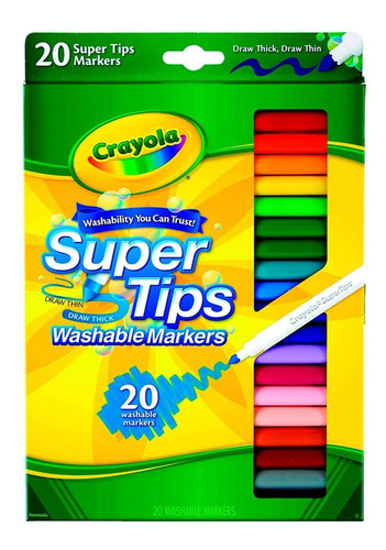 Crayola Marcadores Colores Lavables Super Tips 20 Unidades