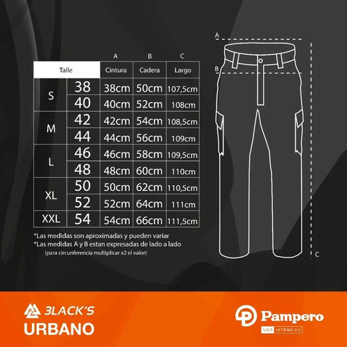 Imagen 5 de 7 de Pantalón Cargo Fit Pampero Elastizado T. 38 Al 54