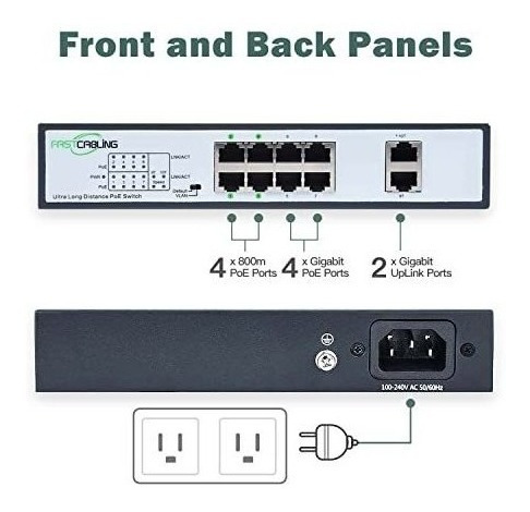 Switch Fastcabling De 8 Puertos Ethernet 10/100mbp -negro