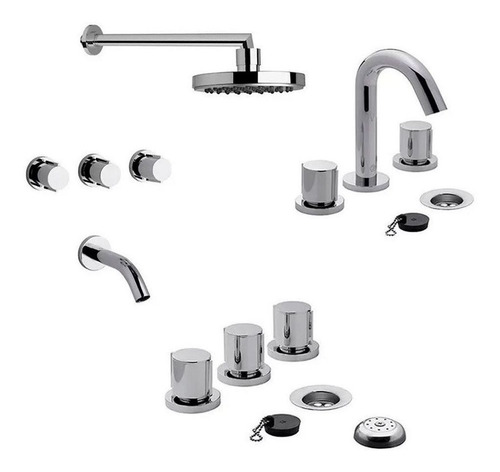Imagen 1 de 6 de Griferia Lavatorio Bidet Ducha Fv California Baño