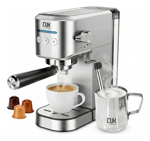 Cafetera Espresso Cuk By Gadnic 20 Bar 3 En 1 Cápsulas Nespresso Y Dolce Gusto + Jarrito De Leche